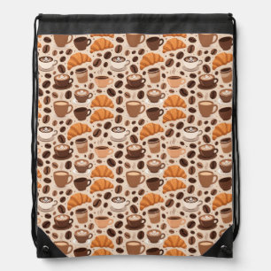 Modern Coffee Aesthetic Pattern Drawstring Bag