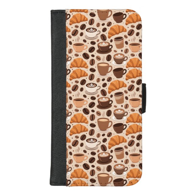 Modern Coffee Aesthetic Pattern iPhone Wallet Case (Front)