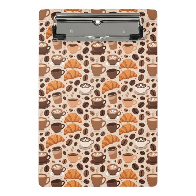 Modern Coffee Aesthetic Pattern Mini Clipboard (Front)