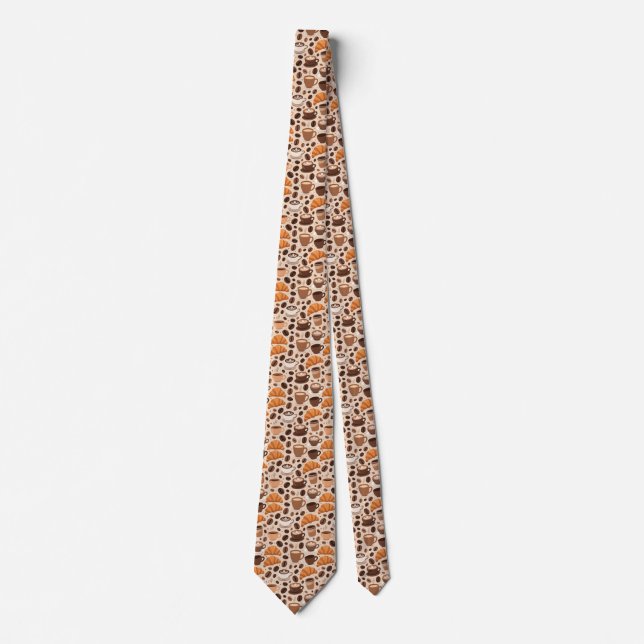 Modern Coffee Aesthetic Pattern Neck Tie (Front)