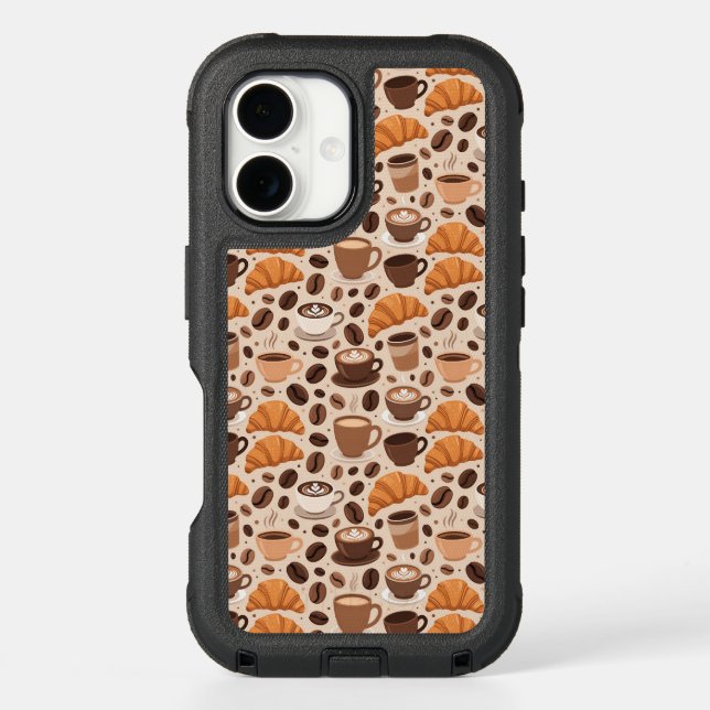 Modern Coffee Aesthetic Pattern Otterbox iPhone Case (Back)