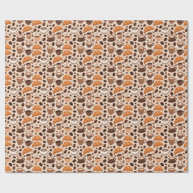 Modern Coffee Aesthetic Pattern Wrapping Paper (Flat)