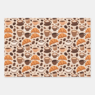 Modern Coffee Aesthetic Pattern Wrapping Paper Sheets