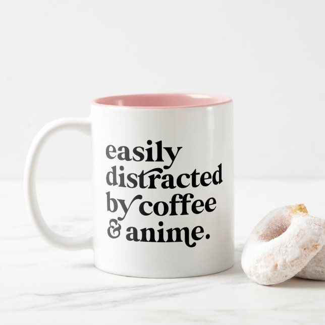 Modern Coffee & Anime Lover Personalized Two-Tone Coffee Mug (With Donut)