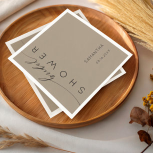 Modern Coffee Beige Bridal Shower Napkins
