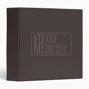 Modern, Coffee Brown, Initials & Name Logo 3 Ring Binder