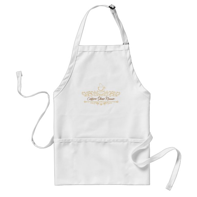 Modern coffee cafe Bakery welcome custom Logo name Adult Apron (Front)