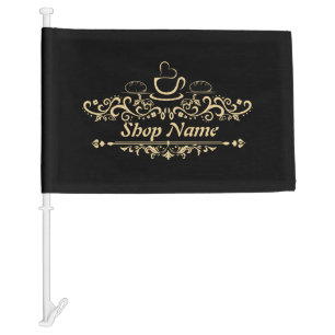Modern coffee cafe Bakery welcome custom Logo name Car Flag