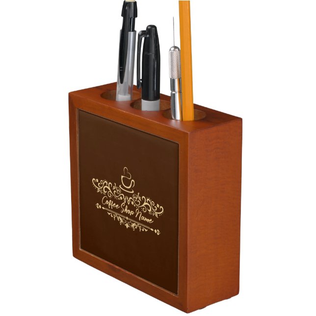 Modern coffee cafe Bakery welcome custom Logo name Desk Organizer (In Situ)