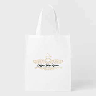 Modern coffee cafe Bakery welcome custom Logo name Grocery Bag