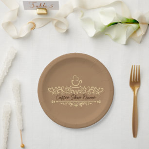 Modern coffee cafe Bakery welcome custom Logo name Paper Plates
