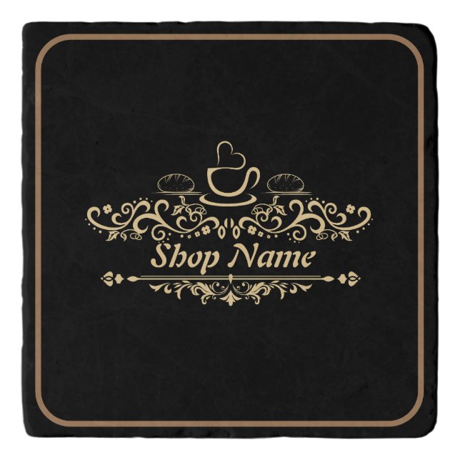 Modern coffee cafe Bakery welcome custom Logo name Trivet (Front)
