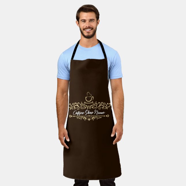 Modern Coffee cafe shop welcome Personalize name Apron (Worn)