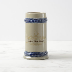 Modern Coffee cafe shop welcome Personalize name Beer Stein