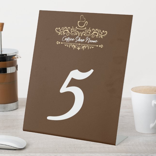 Modern Coffee cafe shop welcome Personalize name Pedestal Sign (In SItu)