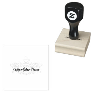 Modern Coffee cafe shop welcome  Personalize name Rubber Stamp