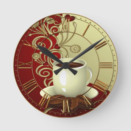 Modern Coffee Lover Round Clock