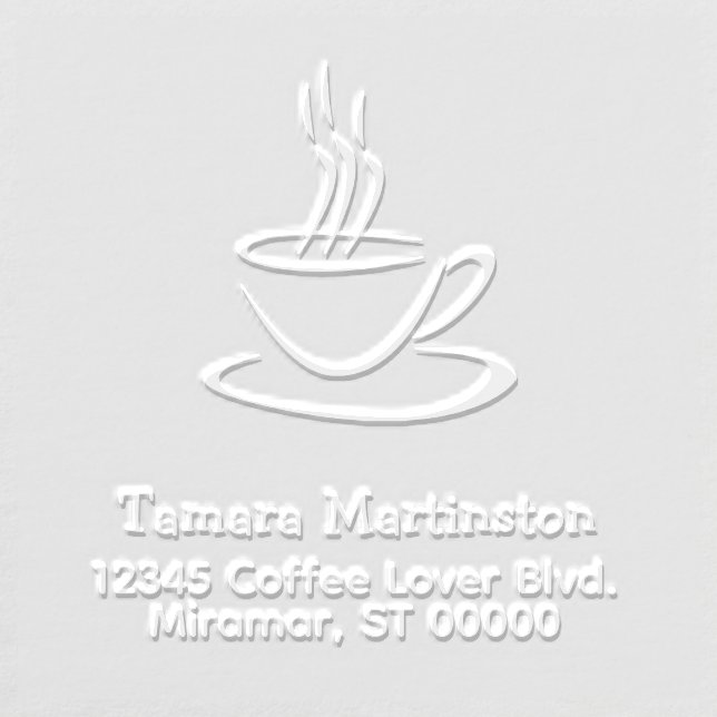 Modern Coffee Lover Your Name Return Address Embosser (Design)