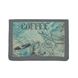 Modern Coffee Lovers Art Cool Teal Tri-fold Wallet