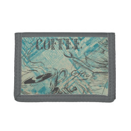 Modern Coffee Lovers Art Cool Teal Trifold Wallet