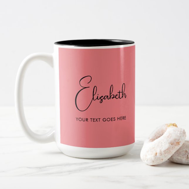 Modern Coffee Mugs Typography Text Name (With Donut)