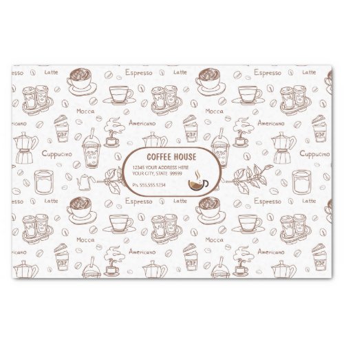Modern Coffee Pattern Personalized Tissue Paper