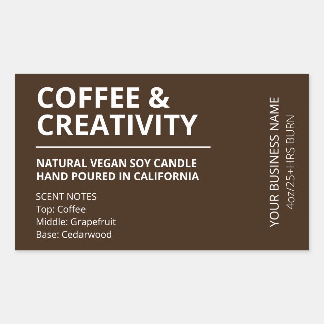 Modern Coffee Scent Brown Candle Labels (Front)