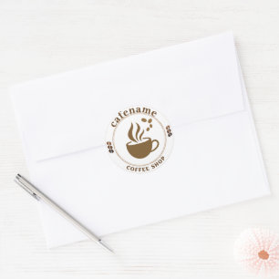 Modern Coffee shop Café Cafe Barista Staff Name Classic Round Sticker