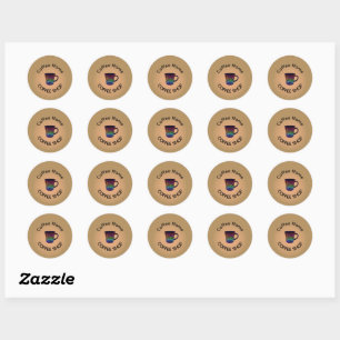 Modern Coffee Shop Café tea Bar Custom Barista Classic Round Sticker