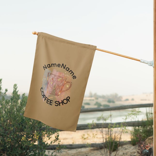 Modern Coffee Shop Café tea Bar Custom Barista  House Flag (Insitu (Back))