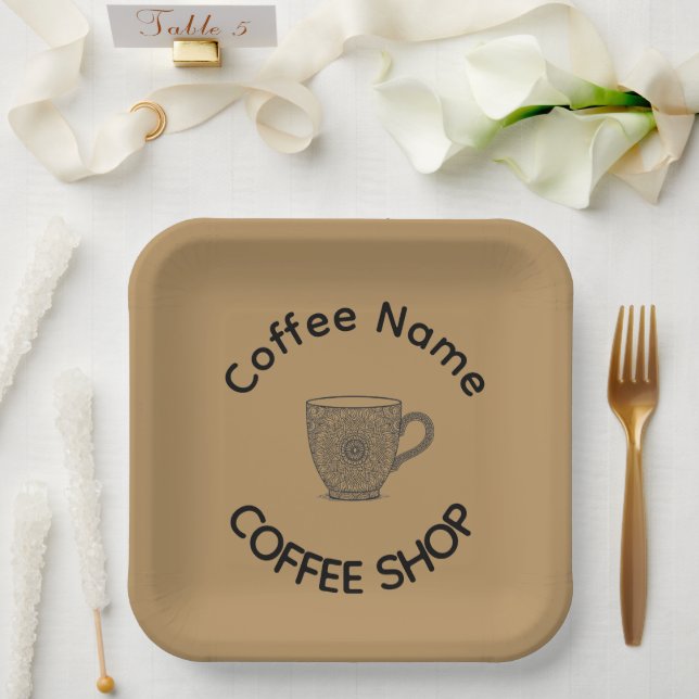 Modern Coffee Shop Café tea Bar Custom Barista  Paper Plates (Wedding)