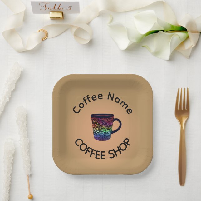 Modern Coffee Shop Café tea Bar Custom Barista  Paper Plates (Wedding)