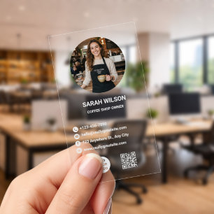 Modern Coffee Shop Clear Business Cards