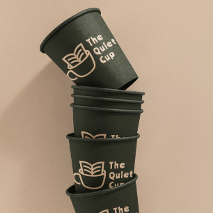 Modern Coffee Shop l Professional Logo Sage Green  Paper Cups