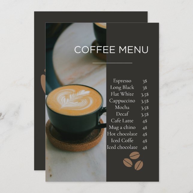 Modern Coffee Shop Menu Card Template (Front/Back)