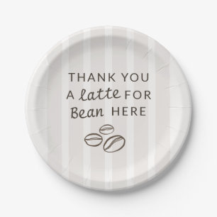 Modern Coffee Themed Stripes Baby Shower Paper Plates