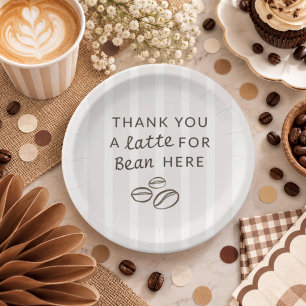Modern Coffee Themed Stripes Baby Shower Paper Plates