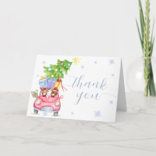 Modern Cold Outside Reindeer Bear Baby Shower Letterpress Thank You Card