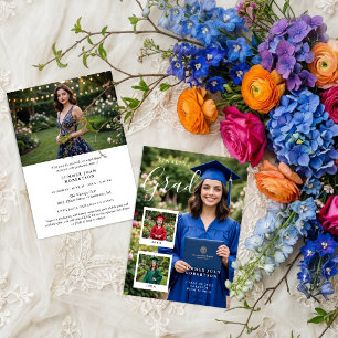 Modern Collage 4 Photo Timeline Graduation TMF26 Invitation