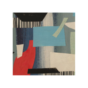 Modern Collage Artistic Geometric Design Wood Wall Art