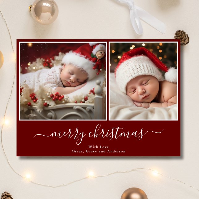 Modern Collage Baby's Merry christmas Photo Holiday Card (Creator Uploaded)