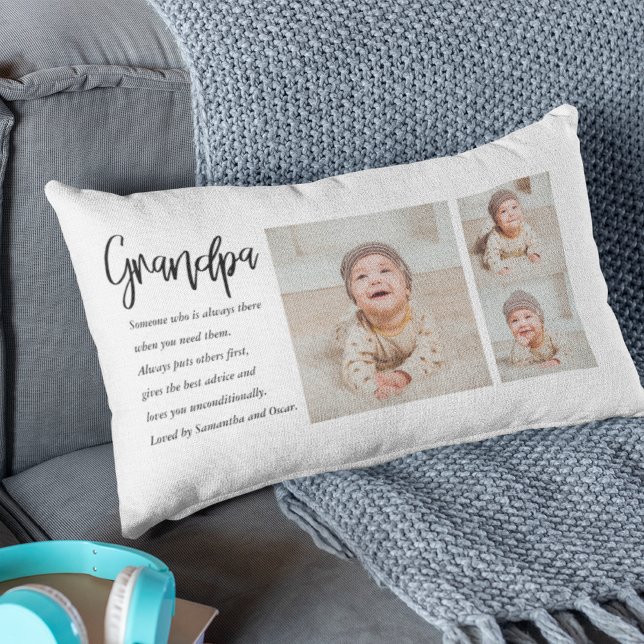Modern Collage Best Grandpa Ever Beauty Gift Lumbar Pillow (Creator Uploaded)