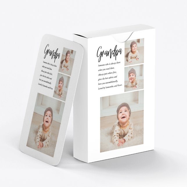 Modern Collage Best Grandpa Ever Beauty Gift Poker Cards (Creator Uploaded)