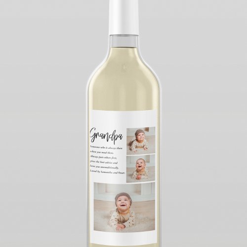 Modern Collage Best Grandpa Ever Beauty Gift Wine Label
