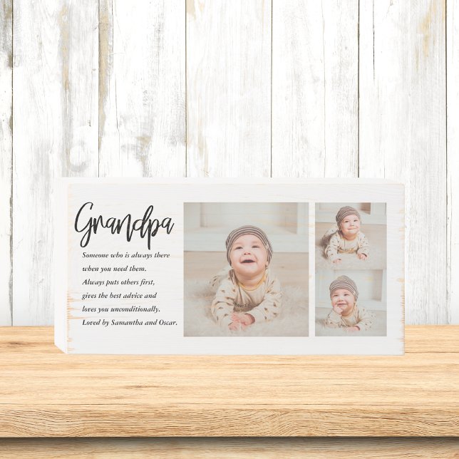 Modern Collage Best Grandpa Ever Beauty Gift Wooden Box Sign (Creator Uploaded)