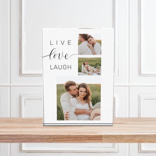 Modern Collage Couple Photo  Live Love Laugh Gift