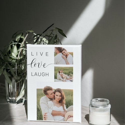 Modern Collage Couple Photo  Live Love Laugh Gift Canvas Print