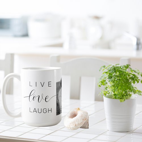 Modern Collage Couple Photo  Live Love Laugh Gift Coffee Mug