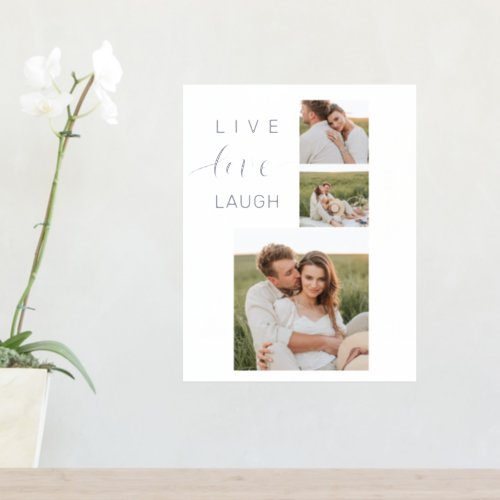 Modern Collage Couple Photo  Live Love Laugh Gift Foil Prints