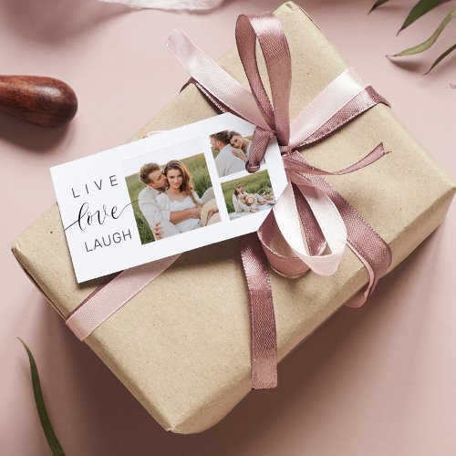Modern Collage Couple Photo  Live Love Laugh Gift Gift Tags